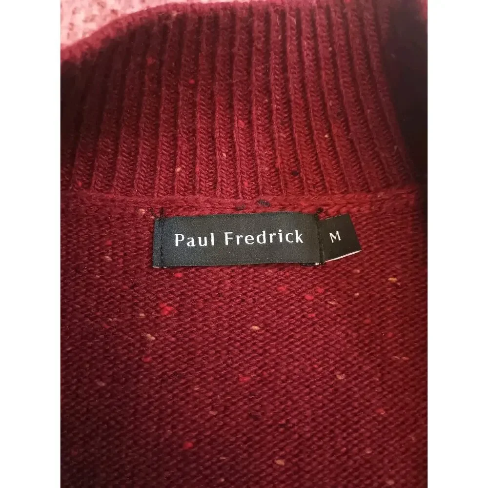 Paul Fredrick Mens Wool Blend Half Zip Pullover Sweater M Flecked Heritage